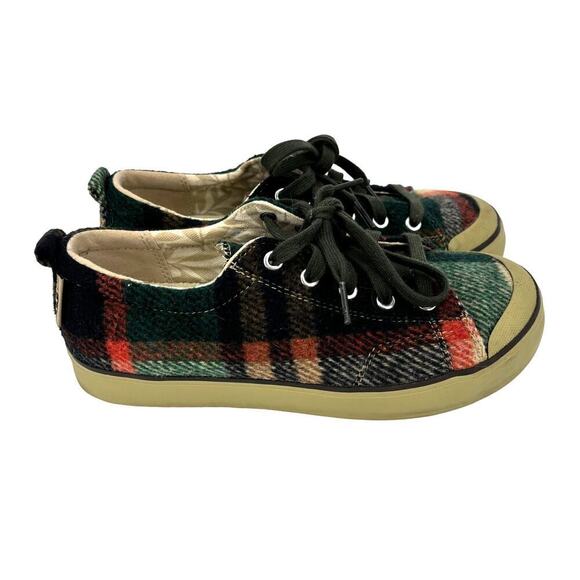 Keen Elsa Sneakers Green Multi Plaid Fleece Lace Up Comfort Shoes Women's Size 7 - Picture 1 of 11